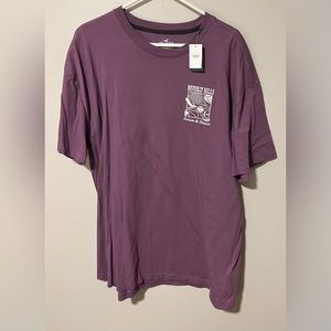 Hollister Shirt Adult Extra Large Purple Logo Cotton Preppy Crew Neck Tee Mens